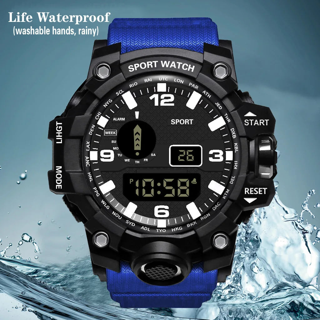 YIKAZE Sports Watch Men's LED Digital Watches Multifunction Military Waterproof Fitness Electronic Watch For Man