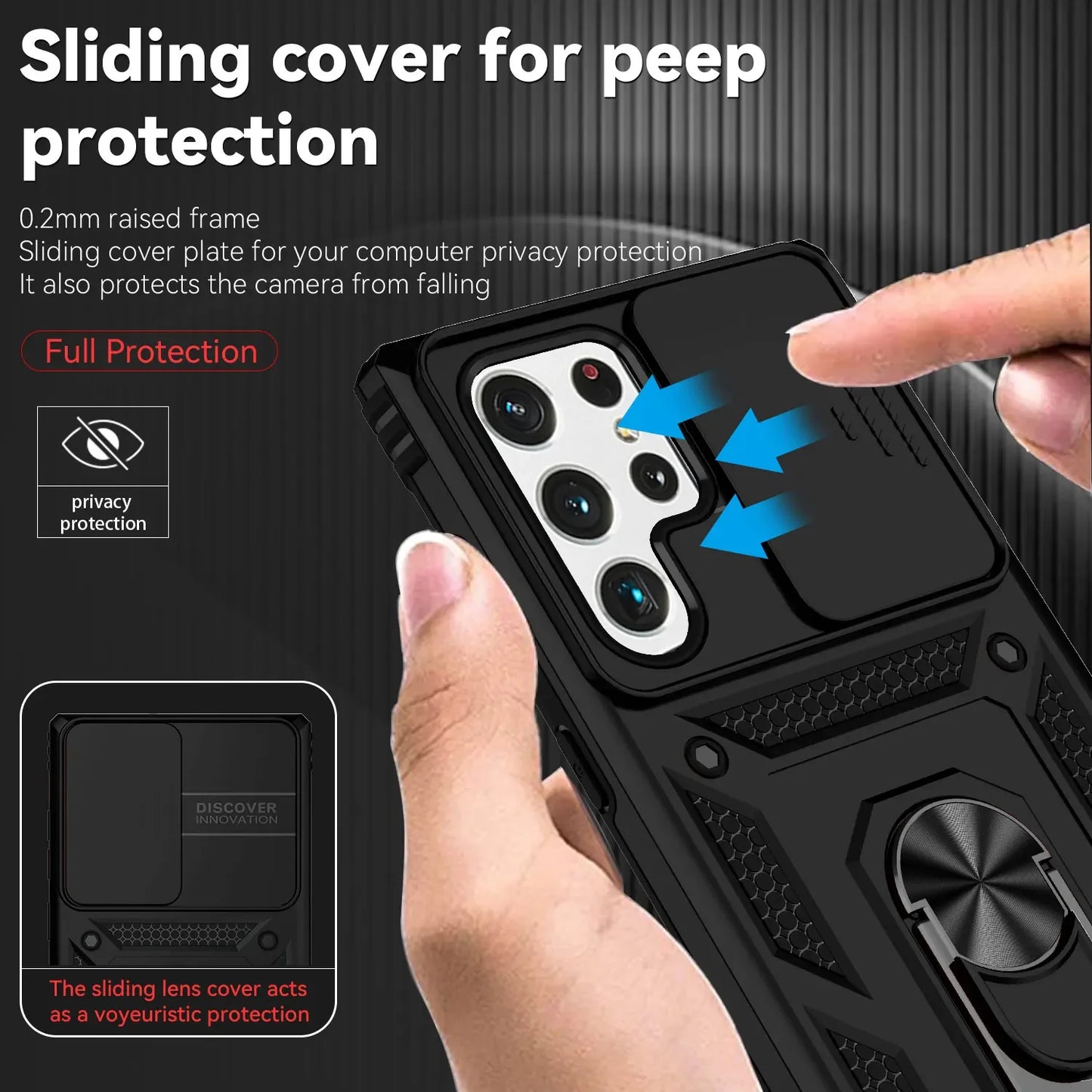 For Samsung Galaxy S24 Ultra Case Coque Fundas Slide Lens Magnetic Holder Back Bumper Samsung S23 S24 S22 S21 Plus Ultra Cover