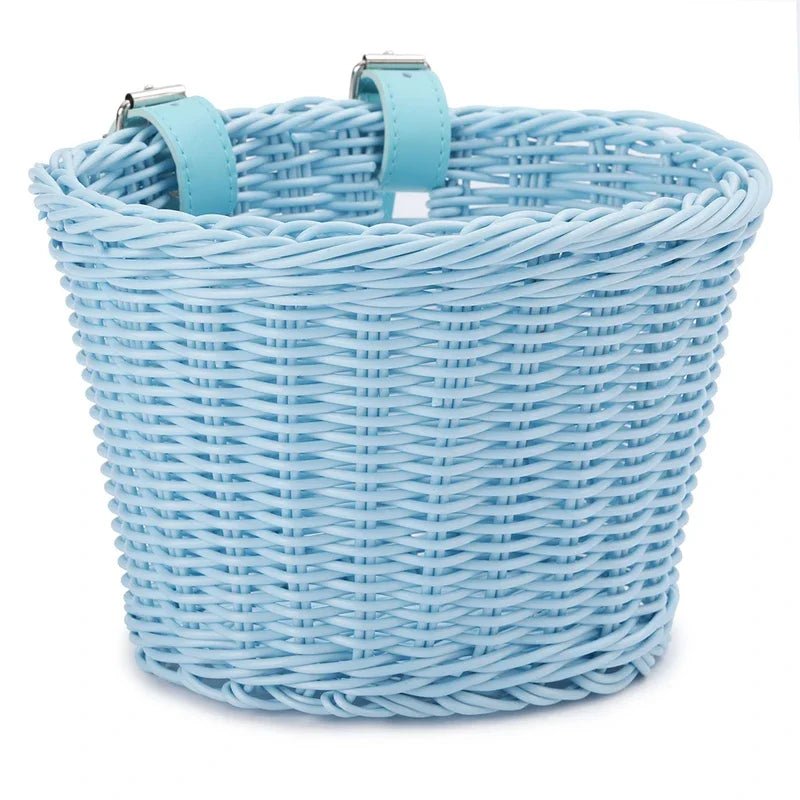 Front Handlebar Bicycle Basket Multifunction Traditional Bicycle Basket Waterproof Hand Woven Bike Basket for Kids Children Bike