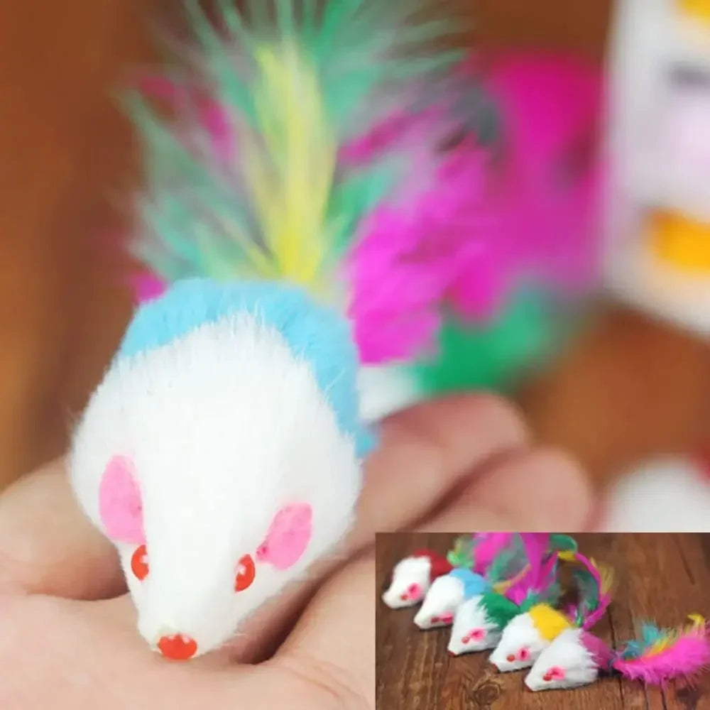 Rattle Cat Mouse Toys Also Prefilled Catnip Faux Fur Cat Mice Toys Interactive Cat Game Catnip Toys for Indoor Cats Play Fetch