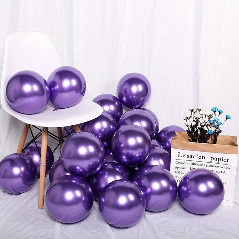 50PCS Balloon Set For Weddings, Birthdays, Macaron Pink Purple Metal and Confetti Balloons, Used For Indoor and Outdoor Party De