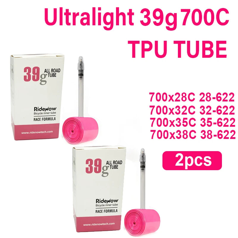 Ridenow Ultralight Bicycle Inner Tube 700 x 18 25 28 32 35 38C Road Bike TPU Tube 45 65 85mm Length French Valve 700C 28'' tube