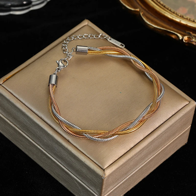 EILIECK 316L Stainless Steel Gold Color Bracelet for Women Simple Style Link Chain Bangle Trendy Fashion Non-fading Jewelry Gift