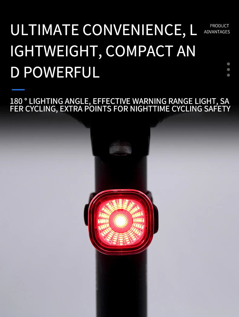 OFFBONDAGE Smart Bicycle Brake Light IPx6 Taillight Type-C Bike Tail Rear Light Auto Stop LED Riding Warning Cycling Light