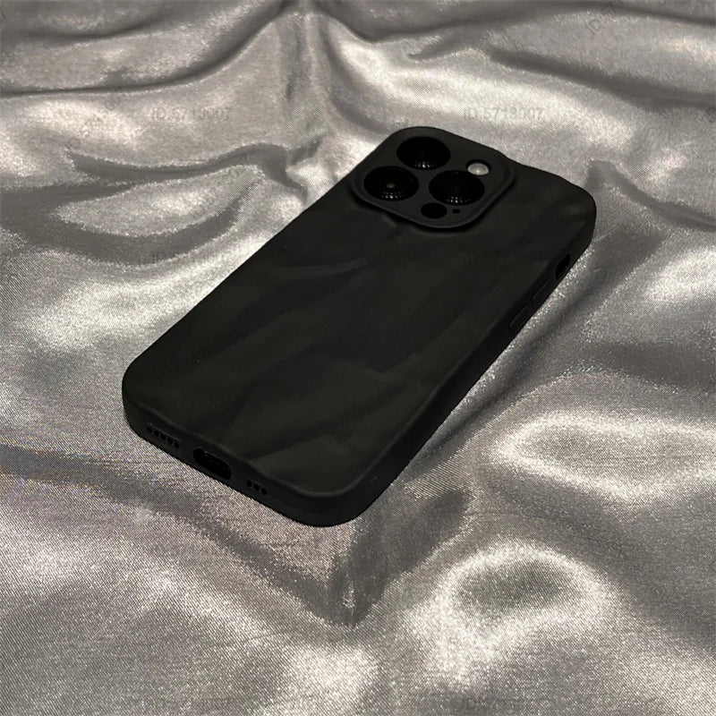 Fashion Silicone Fold Wrinkle Phone Case for iPhone 14 13 12 11 15 Pro Max Soft Cases Shockproof Bumper Cover Phone Accessories
