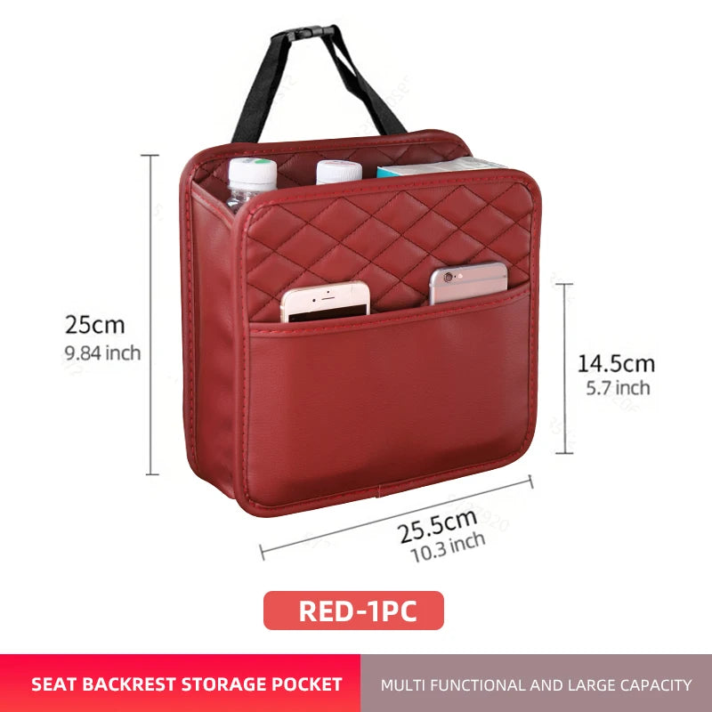 Multifunctional car seat storage bag Leather storage bag Garbage bag Storage bag Suitable for most car models