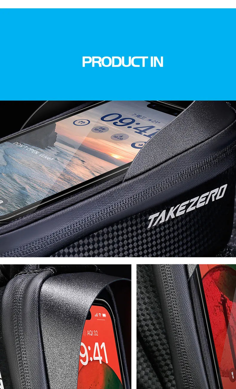 TAKEZERO A2 Mountain Bicycle Bag - Hard Shell EVA Front Bar Bag for Road Bikes, Mobile Phone Handlebar Bag - Cycling Equipment