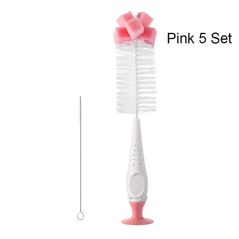 SAIDAH Simple Nylon Sponge Suction Feeding Bottle Nipple Pacifier Brush Set Water Sippy Vacuum Cup Cleaning(2 in 1)