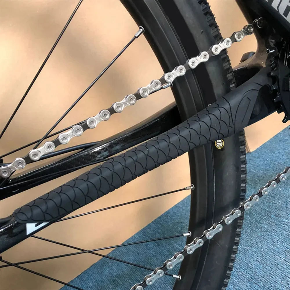 MTB Road Bike Chain Protector Chainstay Silicone Bicycle Frame Care Guards Self-Adhesive Cover Protection for Anti-Scratch