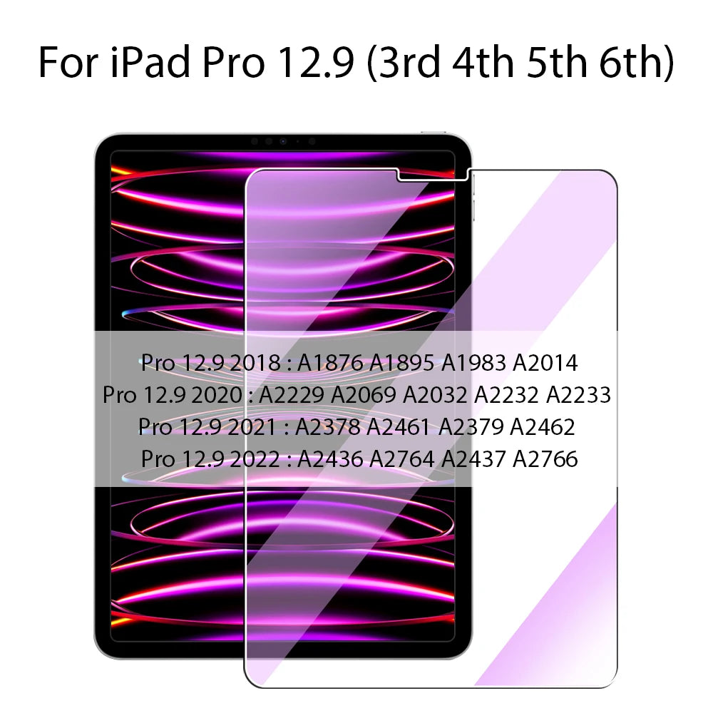 Tempered Glass For Ipad Pro 11 12.9 13 2024 10th 9th Gen Screen Protector For Ipad Air 5 4 Mini 6 10.9 10.2 Film Anti Blue Light