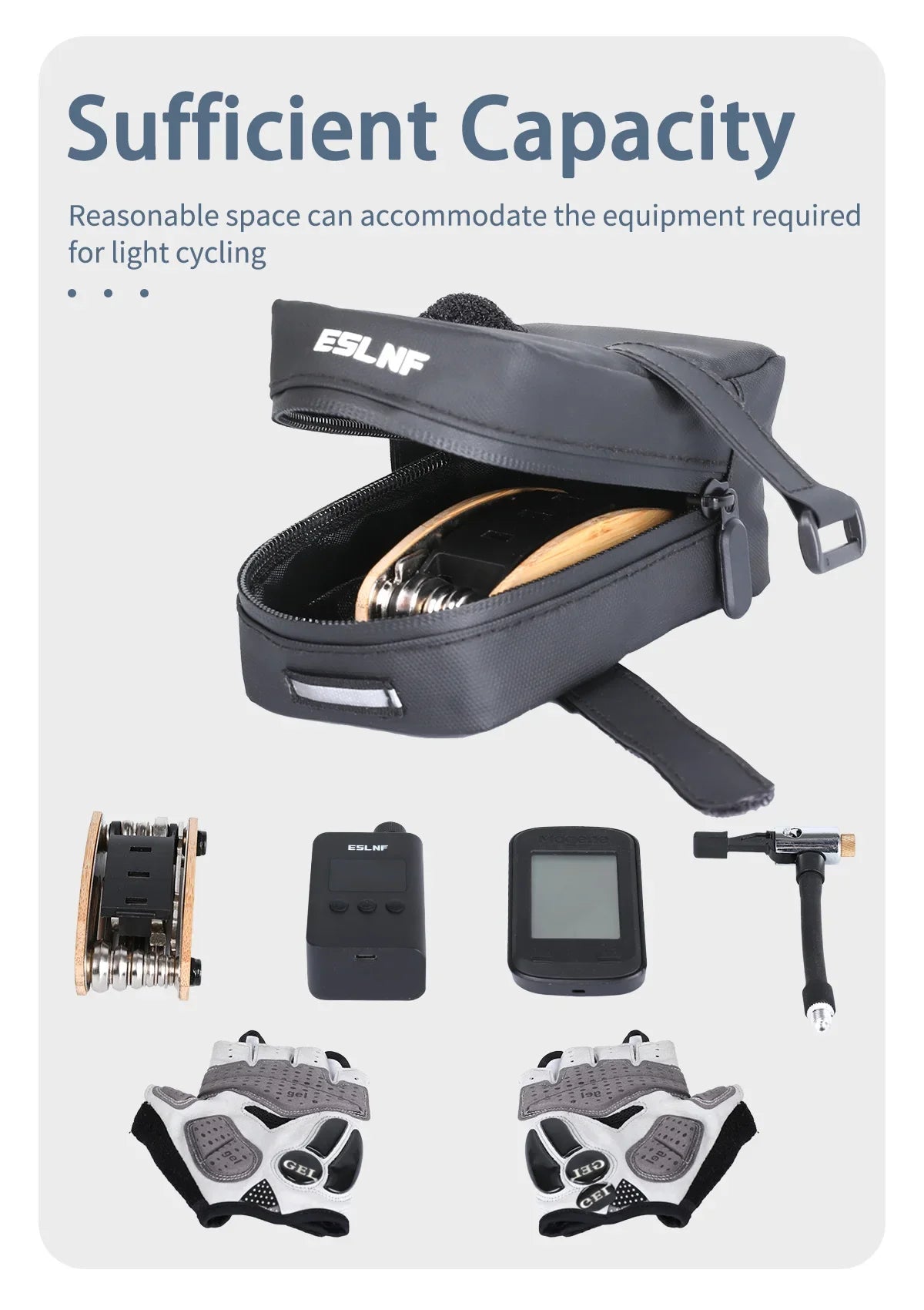 ESLNF Bicycle Bag Large Capacity Tail Rear Cycling Rear Seat Waterproof Saddle Bag MTB Road Bicycle Storage Bag Bike Accessories