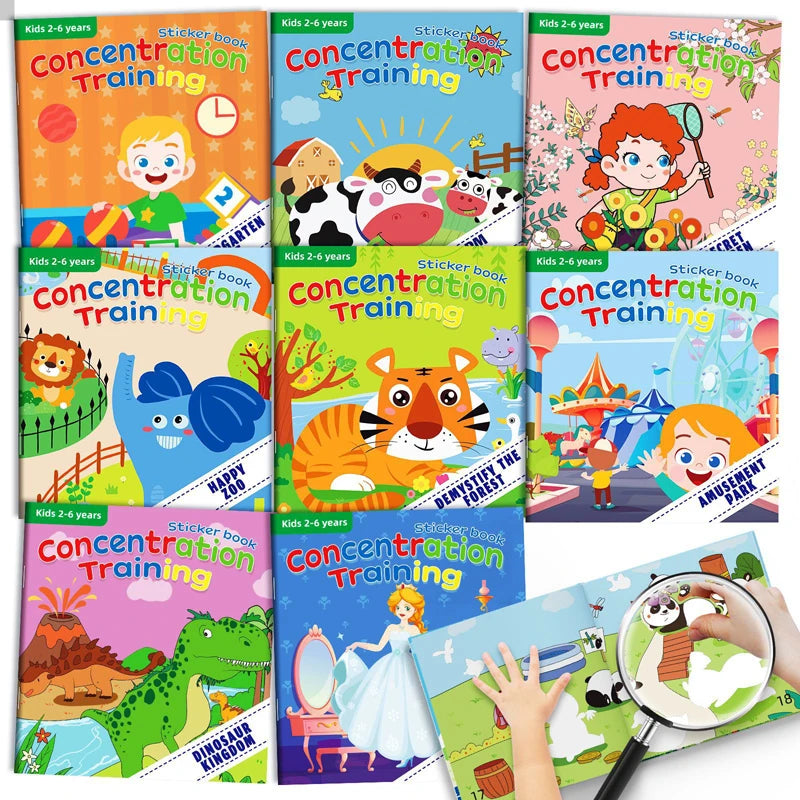 Reusable Sticker Book Scenarios Books Cartoon Animal Cognition Preschool Educational Montessori Learning Toys for Kids 3-6Y