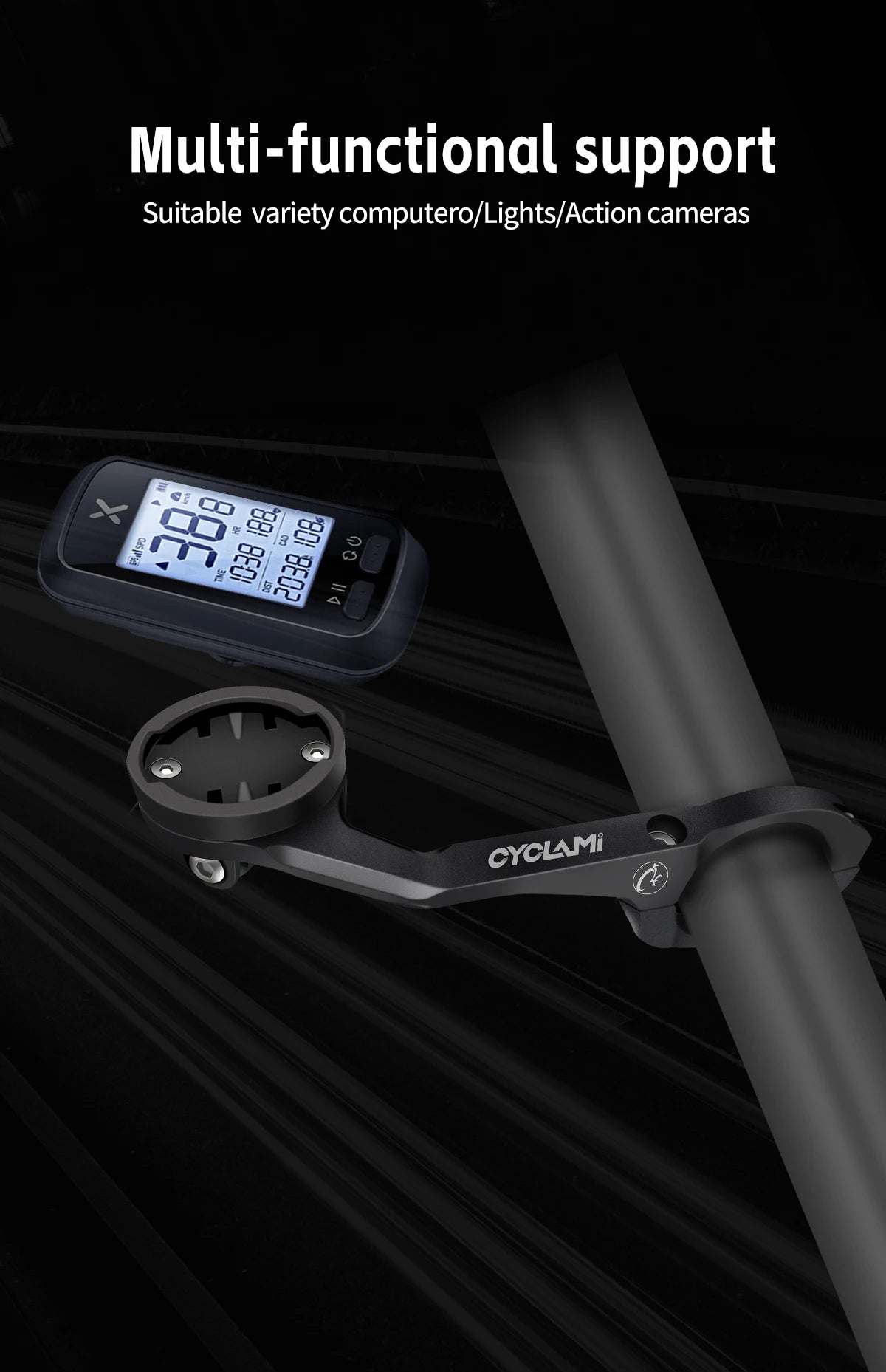 CYCLAMI Aluminium Alloy Double-sided Bike Computer Mount MTB Road GPS Headlight Holder Bracke For GARMIN XOSS IGPSPORT Bicycle
