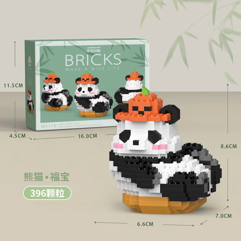 Creative DIY Assemable Animal Cute MINI Chinese Style Animal Panda Building Block Educational Boy Toys For Children Model Bricks