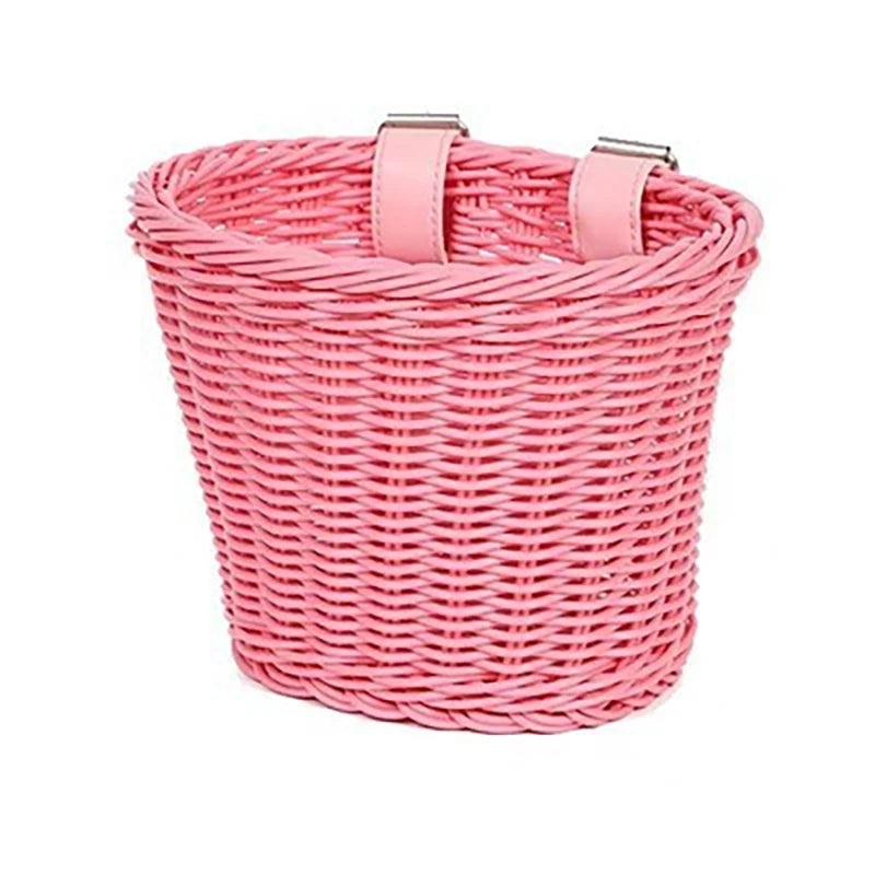 Bicycle Basket Rattan Woven Bike Storage Front Handlebar Basket Removable Waterproof Bicycle Pannier Basket Kid Bike Carrier Bag