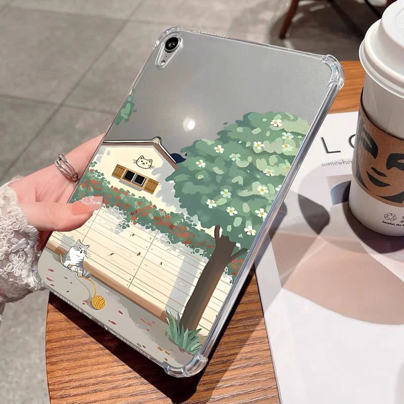 For Samsung Galaxy Tab S9 S8 S7 S10 Plus FE 12.4 inch Tab A8 10.5 SM A7 S6 Lite P610 10.4 A9 Case Leisure Cats Soft Tablet Cover