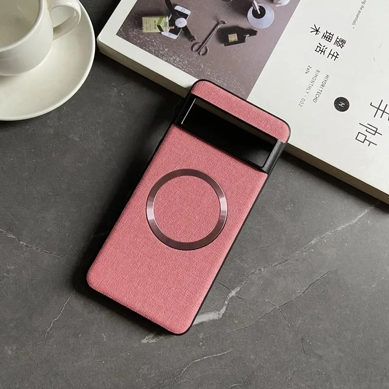 Luxury Business Magnetic Wireless Charging Case for Google Pixel 9 ProXL 6 7 8 Pro 6XL 5A 6A 8A Magsafe Linen Leather Slim Cover