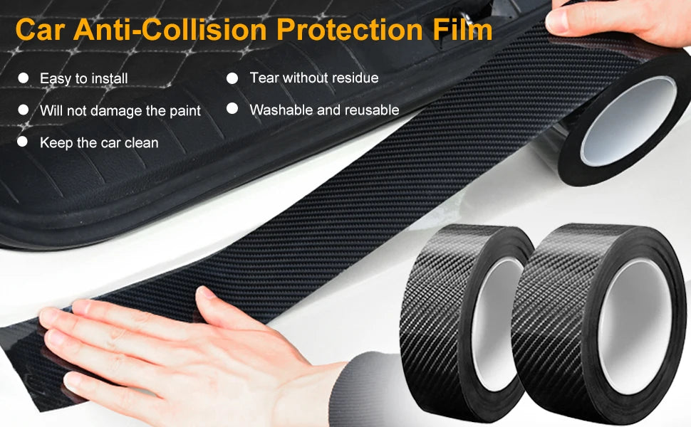 1-10m Nano Carbon Fiber Car 3D Tape Sticker Door Mirror Paste Protector Strip DIY Protection Protective Film Waterproof Adhesive