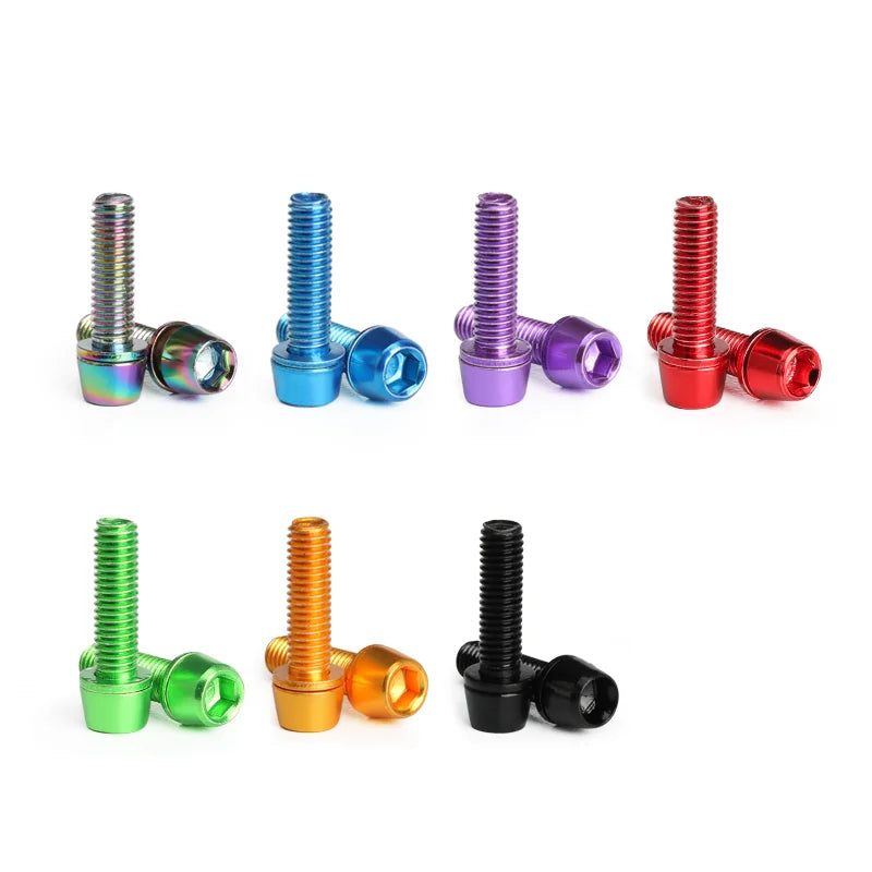 6pcs/set Bicycle Handlebar Screws Titanium-plated Colorful Stainless Steel M5*18MM MTB Bike Handle bar Stem Riser Screw In Bolts