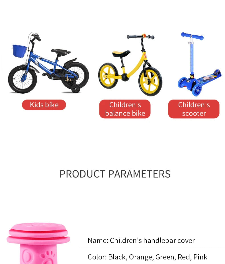 1 Pair Rubber Bike Bicycle Handlebar Grips Anti-slip Kids Girls Boys Scooter Handlebar Colorful Streamers Decoration Ribbon