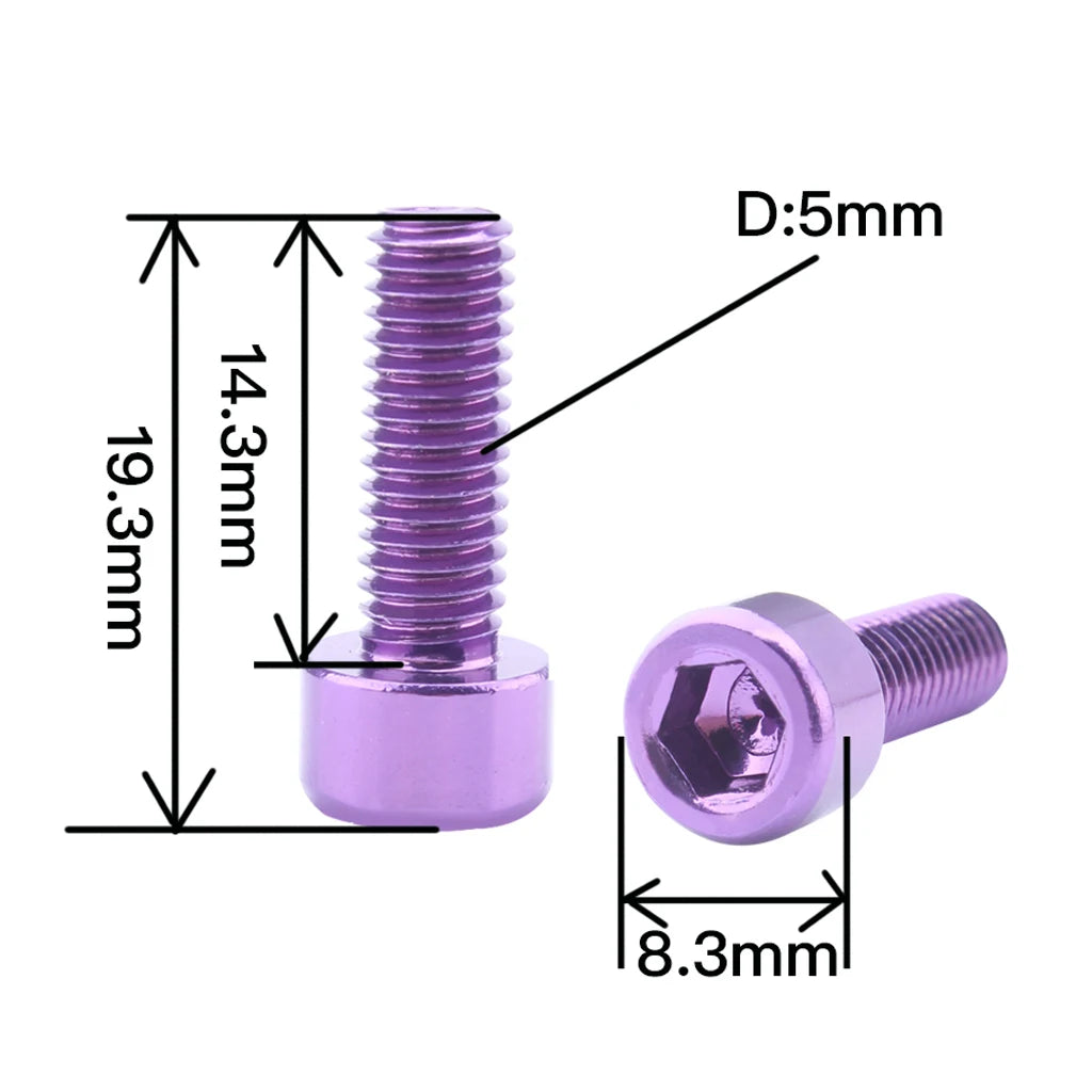 4 Pcs Bicycle Water Bottle Cage Bolt Cycling Accessories Kettle Holder Aluminum M5 Screw Handle Bikes Part for MTB Road Bike