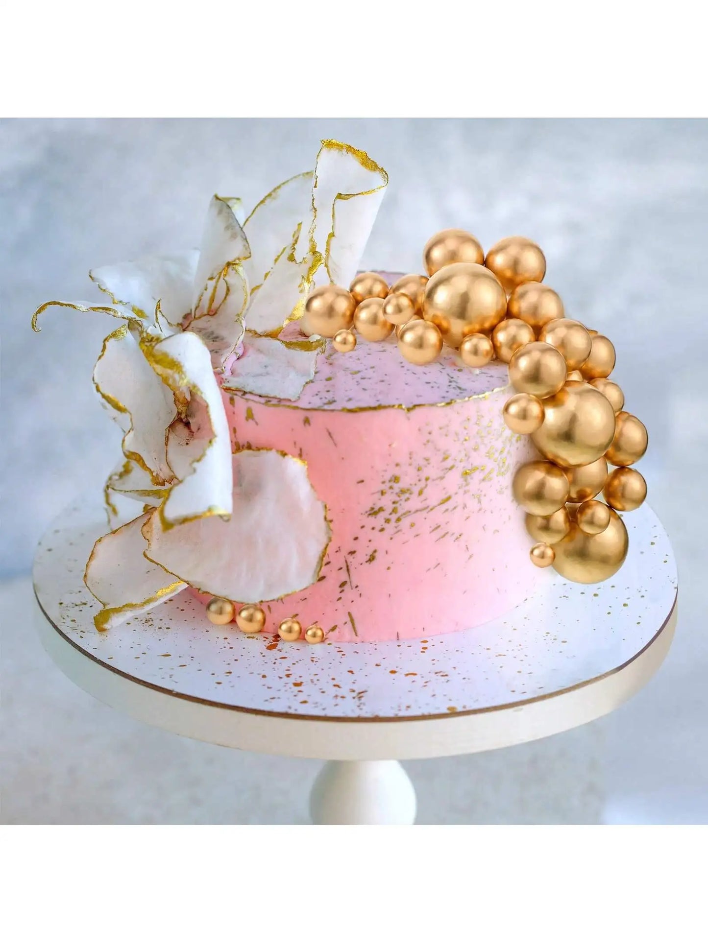 68pcs/set gold ball mini balloon cake hats foam decorated spherical cake insert hats for birthday parties and holiday decoration