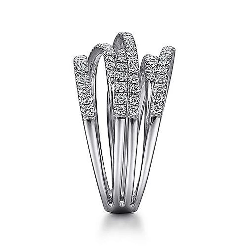 Fashion Multi-Layered Cross Finger Ring with Dazzling CZ Stone Daily Wear Statement Rings for Women Party Jewelry 2022