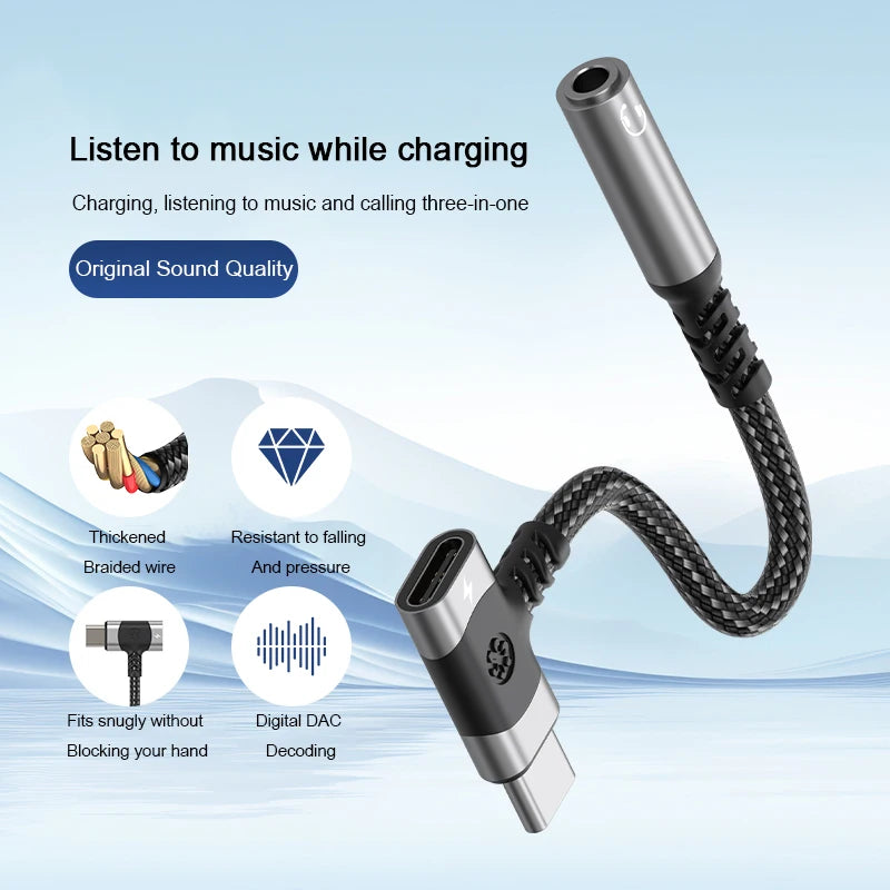 2 in 1 USB C Splitter PD Fast Charger Cable Type C to 3 5 Jack Audio Adapter For Samsung S24 S23 S22 S21 Ultra A54 A53 iPhone 15