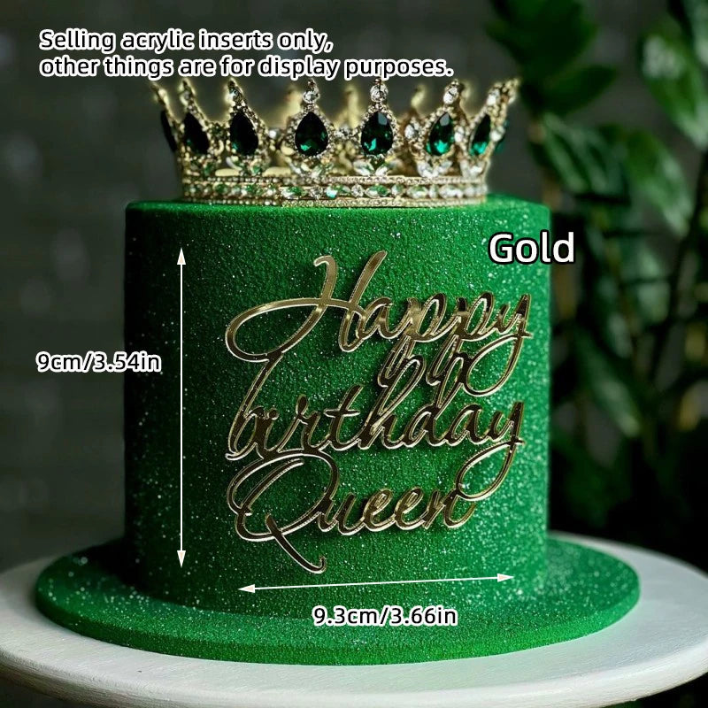 1/3/5pcs Acrylic Birthday Queen Gold Cake Topper Happy Birthday Party Sides Cake Decorations Accessories