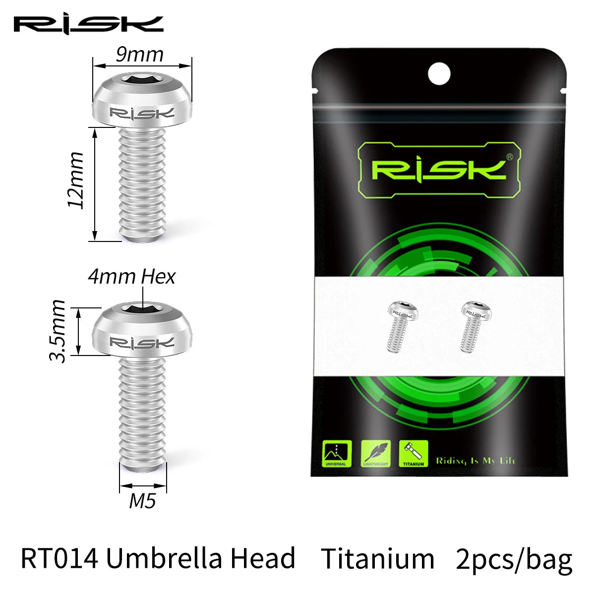 Risk M5x12mm Bike Water Bottle Cage Fixing Bolts Titanium Alloy MTB Road Bicycle Bottle Holder Screws Air Pump Fixed Bolts