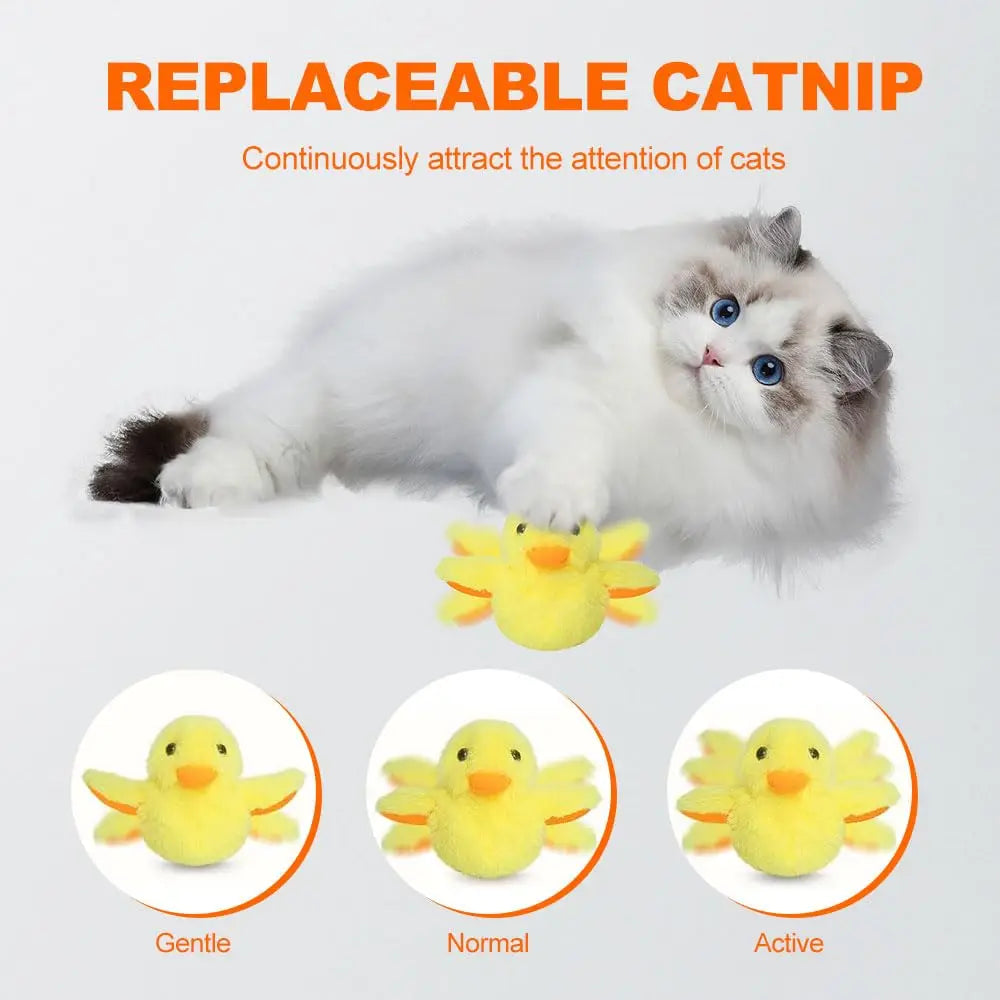 Cat Toys Flapping Quacking Duck Electric Bird Rechargeable with Catnip Touch Activated Plush Toy Kitten Toy Interactive Toys