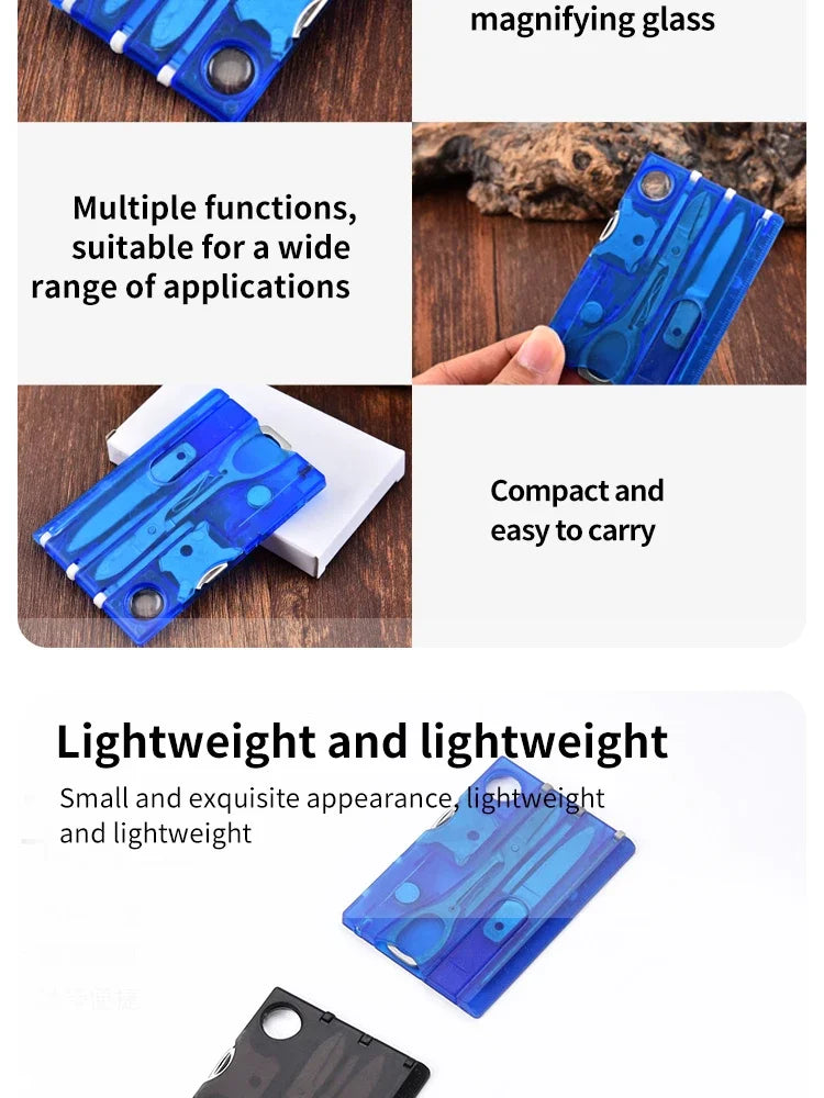 Outdoor Camping Multifunctional Swiss Army Knife Card Combination Multi-purpose Survival Tool Beauty Suit with Lamp Tool Card.