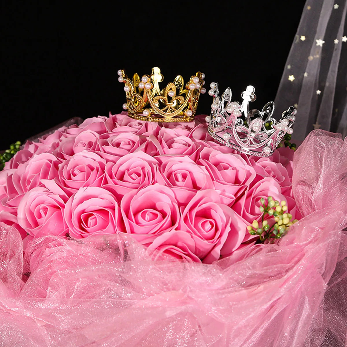 Mini Pearl Crown Cake Topper Romantic Garland Happy Birthday Children Hair Ornaments Wedding Decoration Favors Party