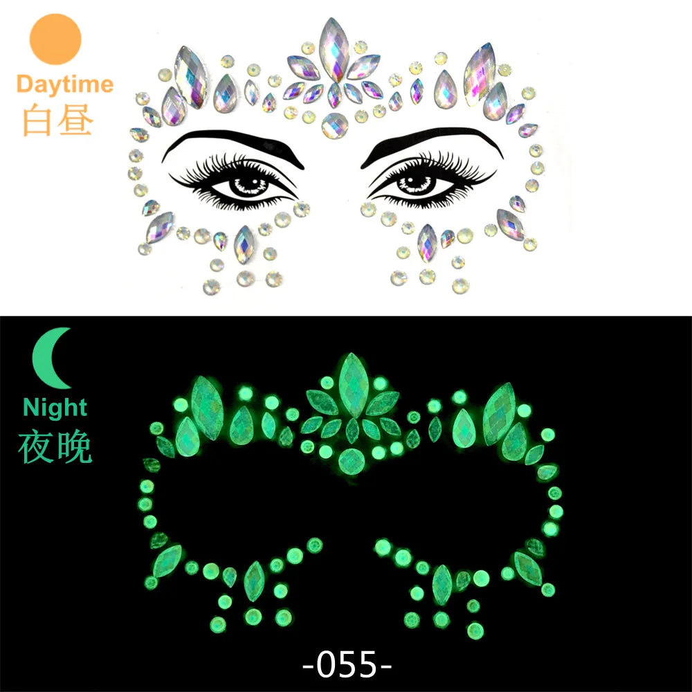 3D Rhinestone Bright Face stickers for festival Glitter Makeup Jewelry Sticker on Face crystals Gems jewels diamonds decoration