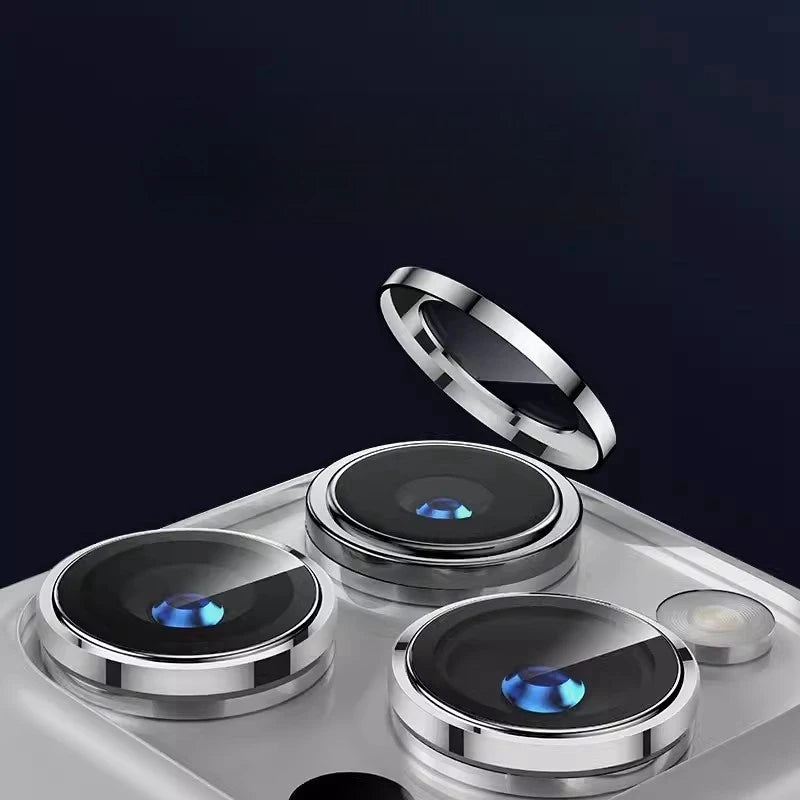 Metal Ring Lens Glass for iPhone 15 16 Pro Max 15pro Alloy Camera Protector Back Lens Film Cap Cover with Positioner