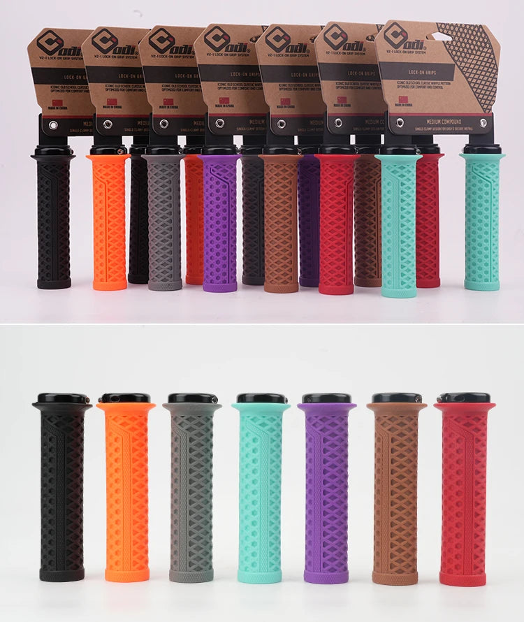 ODI VS-21 MTB Handlebar Grips Silicone Lock-On Bicycle Cover Updated Waffle Pattern Anti-slip Shock Absorption Handle Parts
