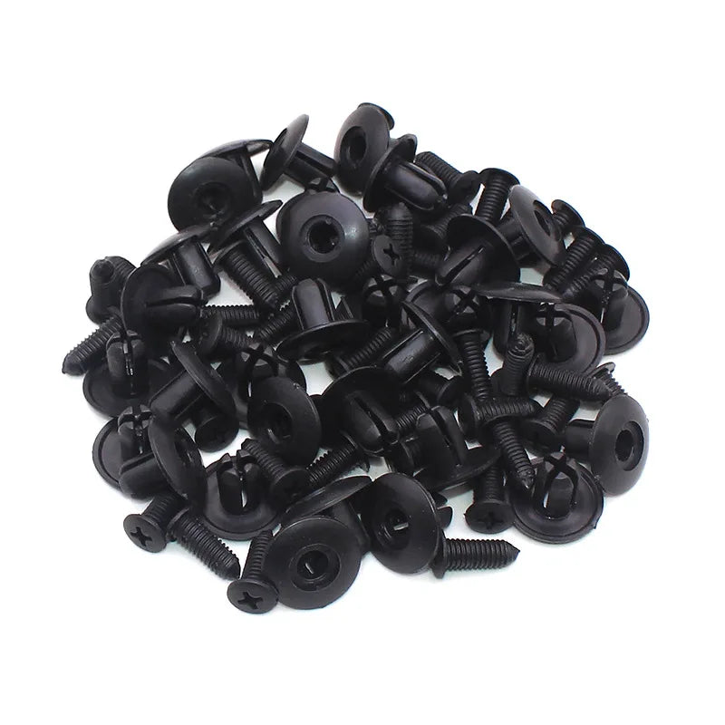 100pcs 8mm Plastic Rivets Fasteners Screw Car Bumper Fender Black Rivet Car Fastener Clips For Toyota Focus Kia Nissan Yamaha