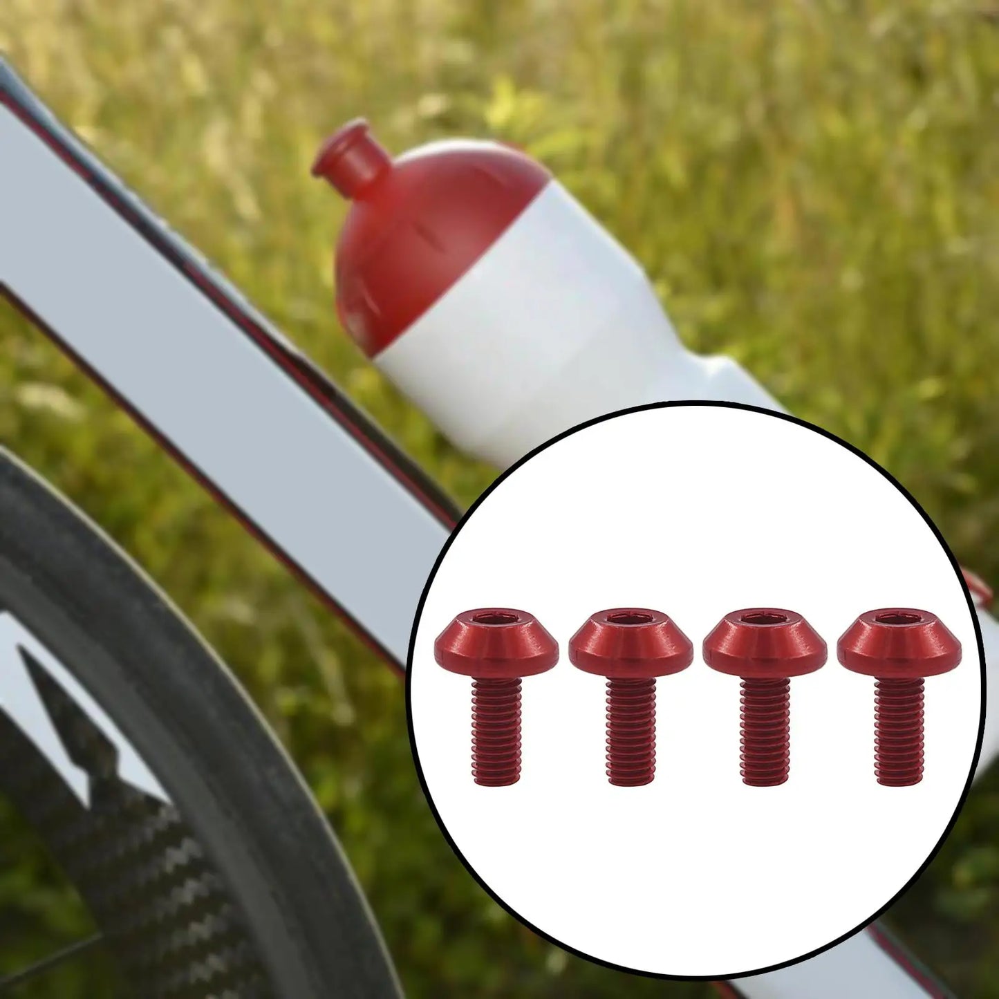 4 Pcs Bicycle Water Bottle Cage Bolt Cycling Accessories Kettle Holder Aluminum M5 Screw Handle Bikes Part for MTB Road Bike