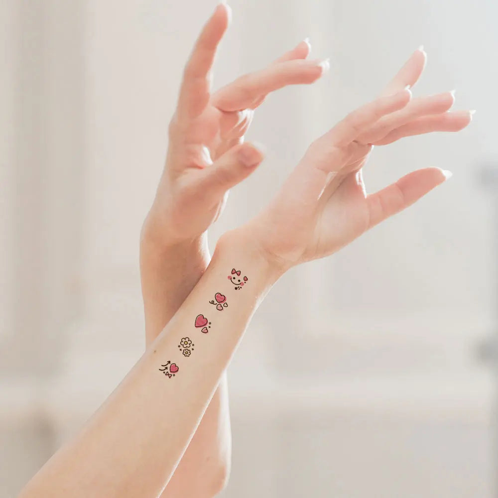 30 Sheets Cute Cartoon Temporary Tattoos for Hands Waterproof Tattoo Stickers for Children Rainbow Fruit Moon Fake Finger Tattoo