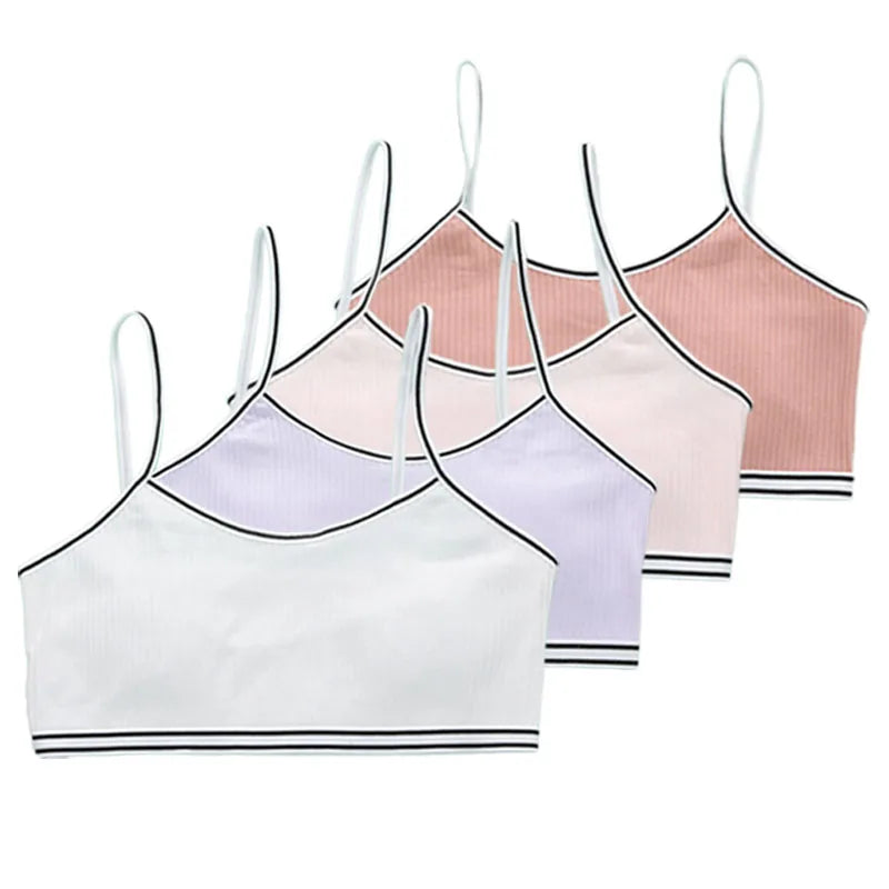 4 Pcs/Lot Teen Girl Sports Bra Kids Top Camisole Young Puberty Small Training Bra For 8-16 Years Girls Training Bra