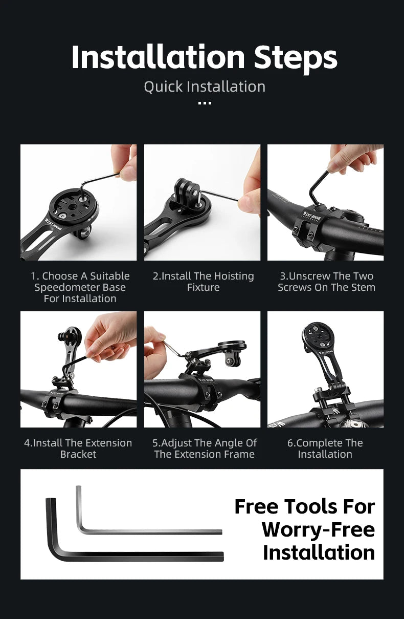 WEST BIKING Bike Bracket Front Light Lamp Holder Aluminum Alloy Extension Holder for Bicycle Computer Wahoo Bryton Garmin Bracke