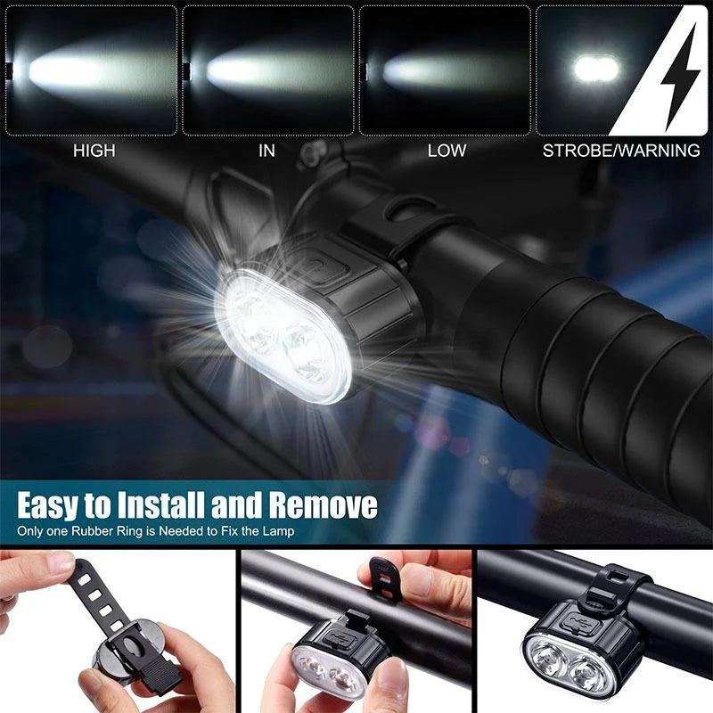 Cycling Taillight Headlight Bicycle Lights Bike Safety Warning Light LED USB Rechargeable Waterproof