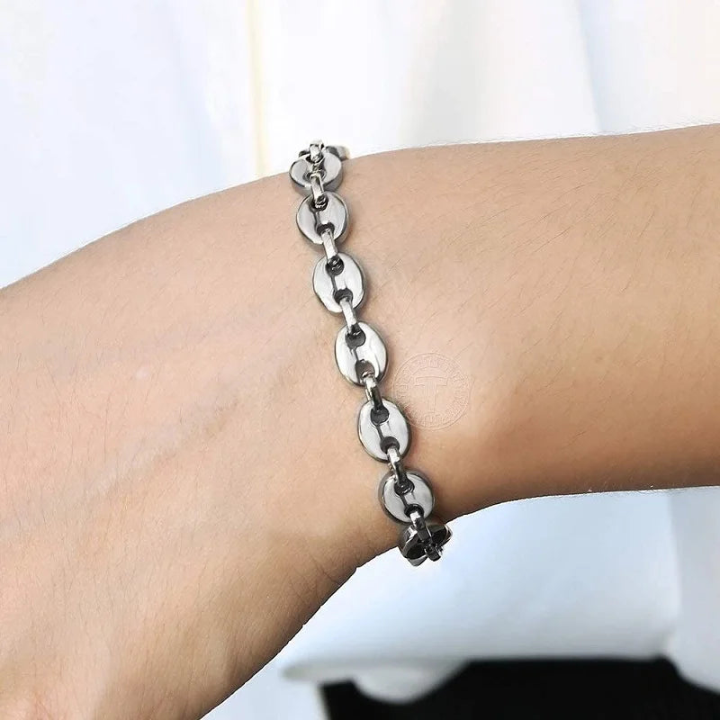 316L Stainless Steel Cuban Chain Bracelet for Men Women Figaro Vintage Metal Viking Kpop Pulseras Emo Cute Luxury Jewelry Gift