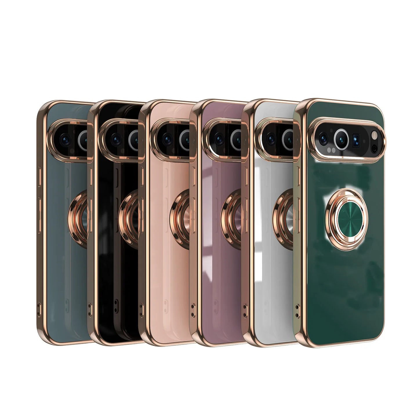 Flexbile Shockproof Plating Ring Holder Phone Case For Google Pixel 9 Pro XL 8A 8 Pro Cover Stand Back Shell Capa Funda Coque