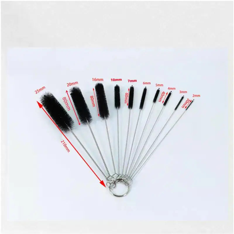10pcs Set Stainless Steel Soft Hair Brush Pipette Test Tube Baby Bottle Brush Multifunctional Household Cleaning Tools Set