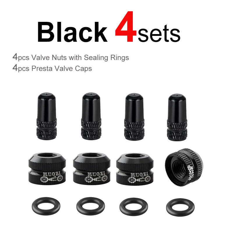 2~8sets Bicycle Tire Valve Nut with Presta Valve Cap Set MTB Road Bike Tubeless Presta Valve Protection Screw and Cover