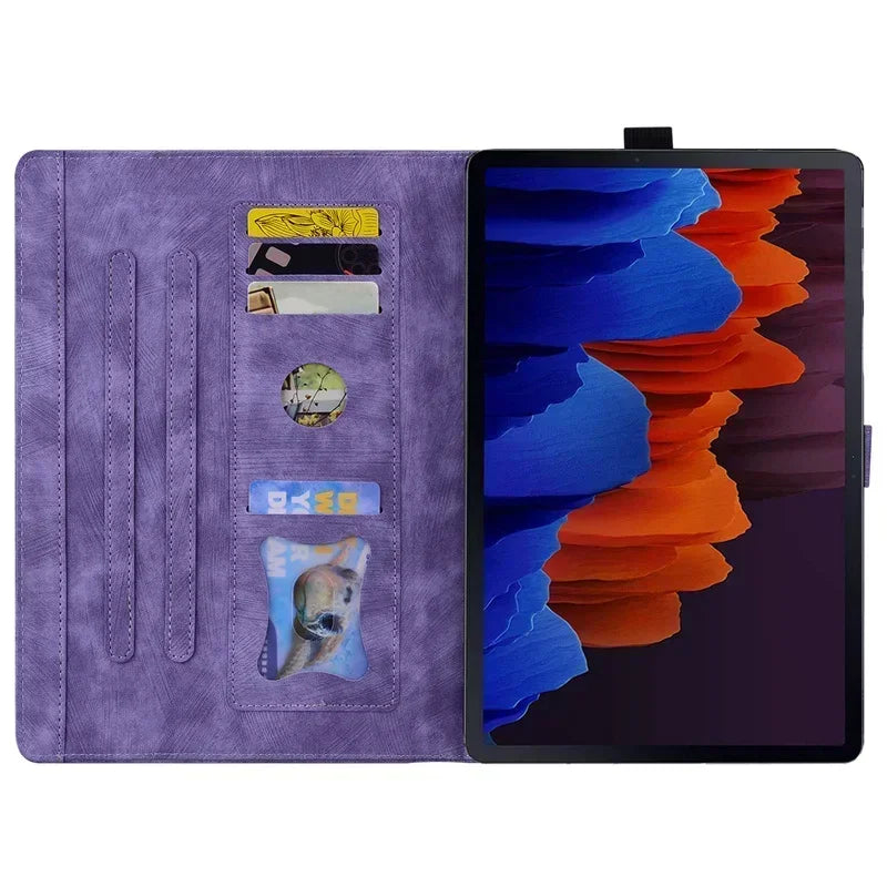 For Samsung Galaxy Tab S7 FE 12.4 Tablet Case Cute Cat Flower Funda For Galaxy Tab S10 Plus S9 FE S7 S8+ A9 Plus 11 12.4 Cover