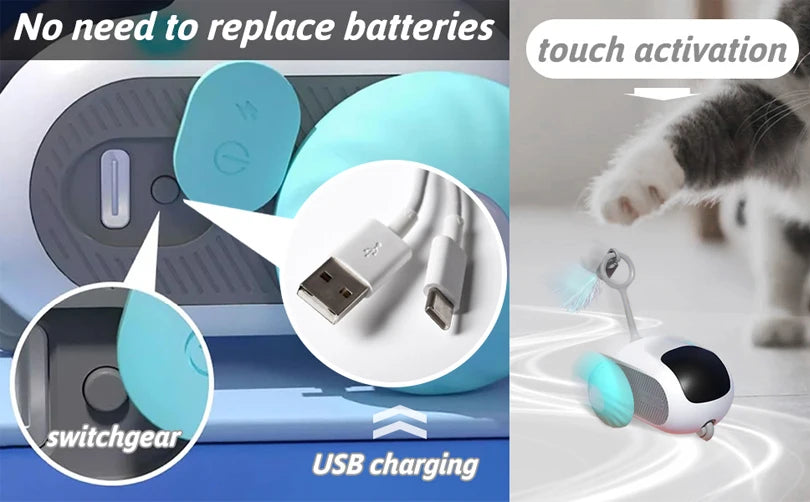 Pet Gravity Cat Smart Interactive Car Toy Automatic Moving Remote Mouse Indoor Kitty Ball Toys Controlled Car for Dogs Playing