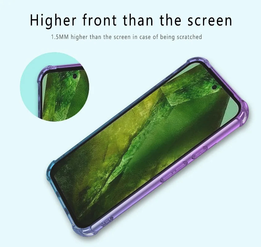 Shockproof Gradient Airbag TPU Case for Google Pixel 9 Pro XL 8A 8 Pro 7A 7 Pro 6A Protective Cover Fundas Coque Capa Shell