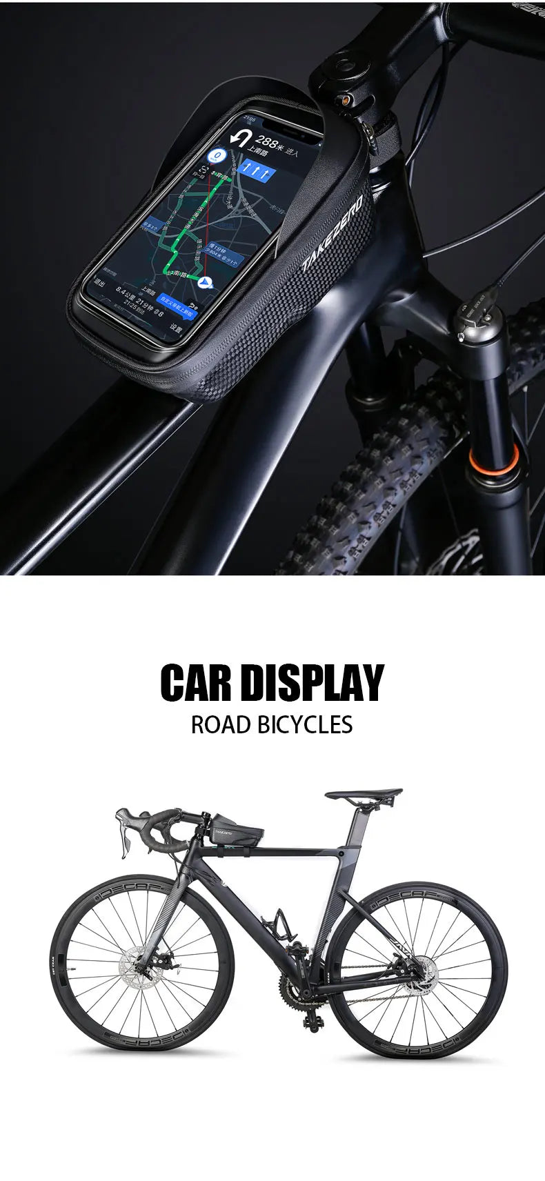 TAKEZERO A2 Mountain Bicycle Bag - Hard Shell EVA Front Bar Bag for Road Bikes, Mobile Phone Handlebar Bag - Cycling Equipment